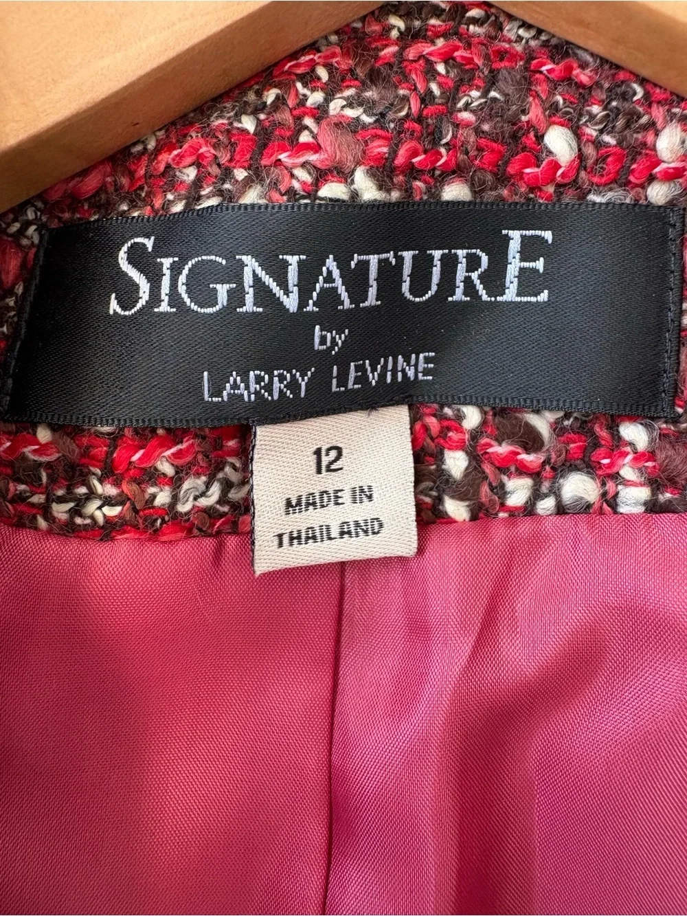 Signature by Larry Levine Bouclé Tweed Wool Blend Blazer Jacket Size 12